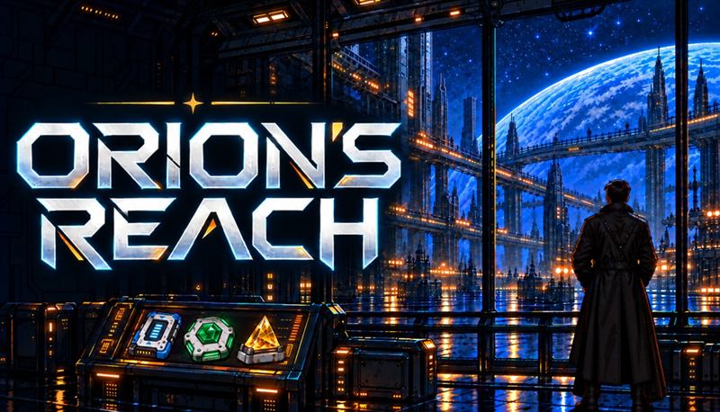 Main capsule: the Orion's Reach logo beside Leinad and the station view